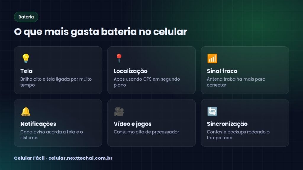 O que mais gasta bateria no celular