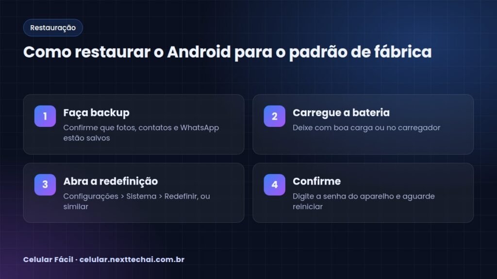 Como restaurar o Android para o padrão de fábrica