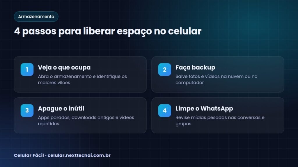 4 passos para liberar espaço no celular