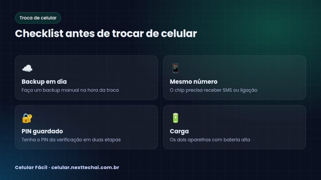 Checklist antes de trocar de celular